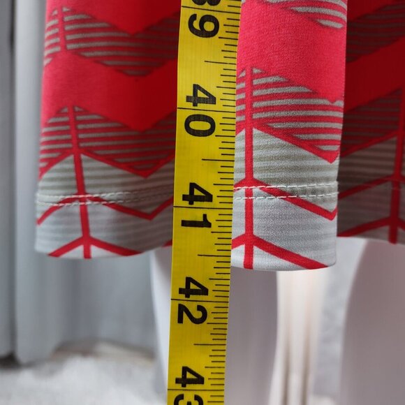 Jessica Howard Chevron Midi Dress Coral Gray Zip Back Long Sleeve Lined Size 14 - Picture 6 of 10